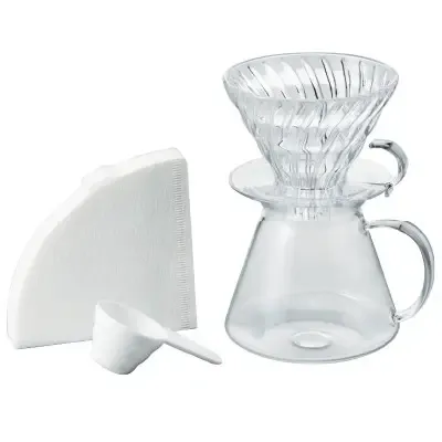 The hario v60 set is glass